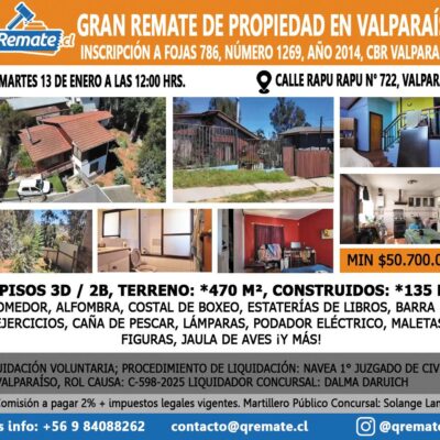 GRAN REMATE DE CASA EN VALPARAÍSO